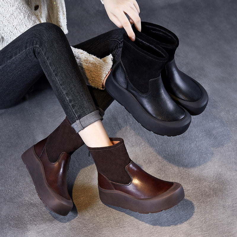 Women Winter Genuine Leather Platform Ankle Boots QU016 ZMM