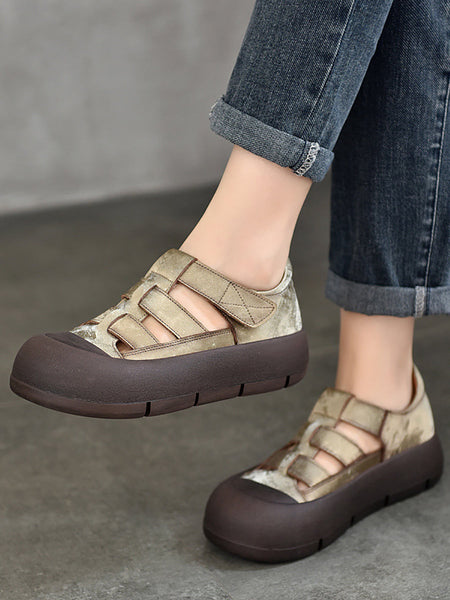 Women Casual Summer Genuine Leather Platform Shoes AA1019 Ada Fashion