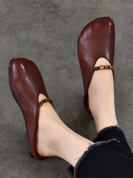 Summer Vintage Leather Soft Sandals Women FashionChic