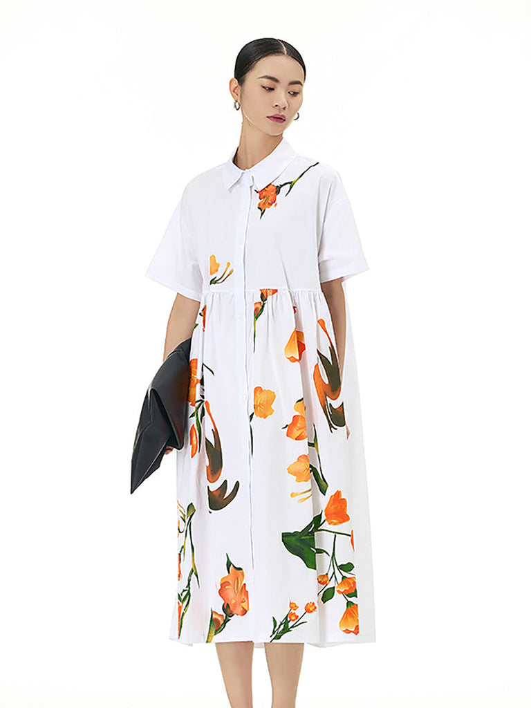 Women Casual Summer Flower Loose Cotton Dress XX1041 Ada Fashion