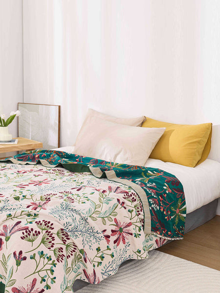 Multi-layer Cotton Flower Jacquard Bedcover Sofa Blanket RR015 TJRR