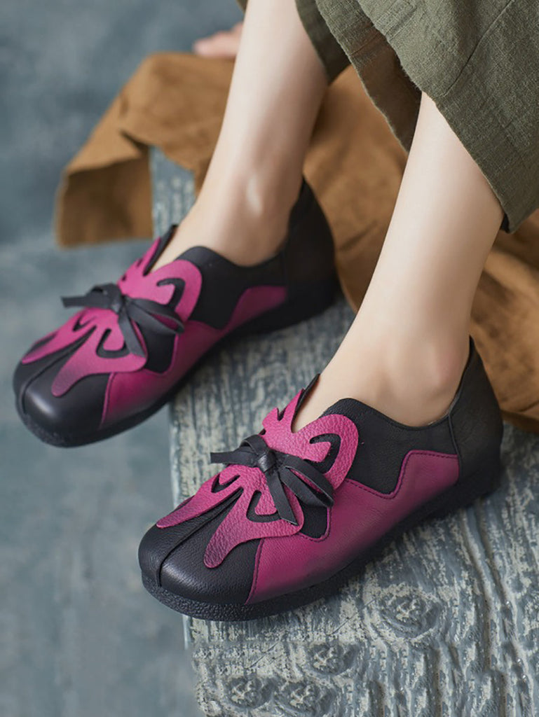 Women Artsy Colorblock Leather Butterfly Spliced Shoes UI1011 Ada Fashion