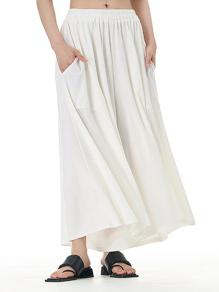 Women Summer Casual Solid Wide-leg Loose Pants FD050 BUYKUD