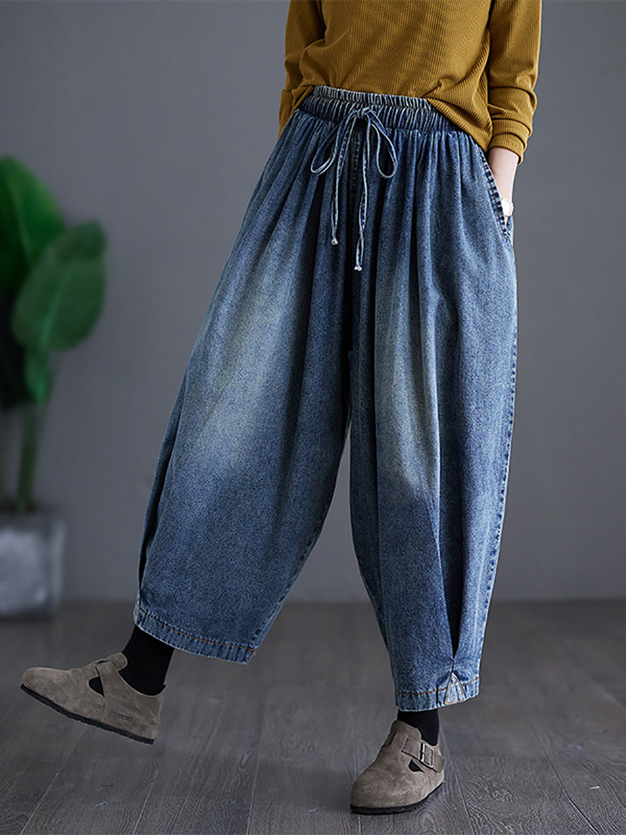 Women Summer Casual Washed Wide-leg Denim Pants CO1020 Ada Fashion