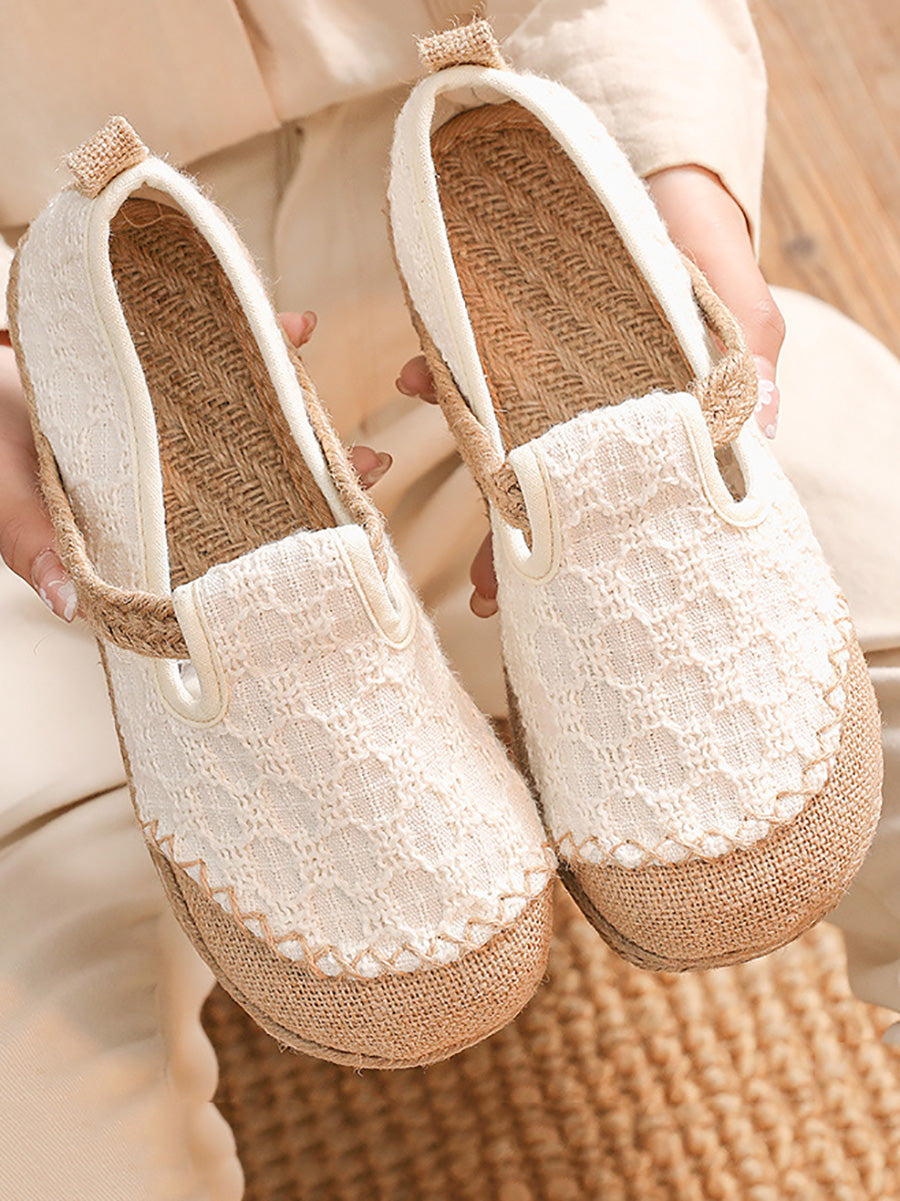 Women Ethnic Summer Linen Cotton Flat Shoes PA1027 Ada Fashion