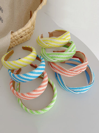 4 Pieces Set Women Artsy Colorblock Knitted Cross Hair Band AS1037 Ada Fashion