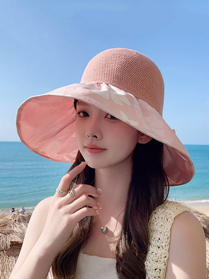 Women Summer Flower Spliced Bowknot Sunproof Hat AA1028 Ada Fashion