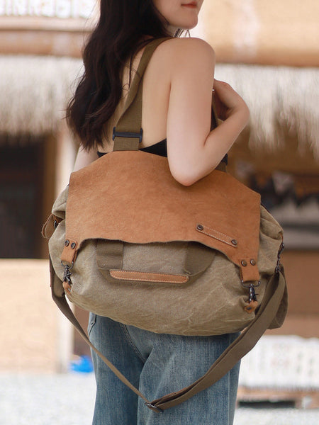 Women Vintage Genuine Leather Spliced Shoulder Bag WU016 BUYKUD