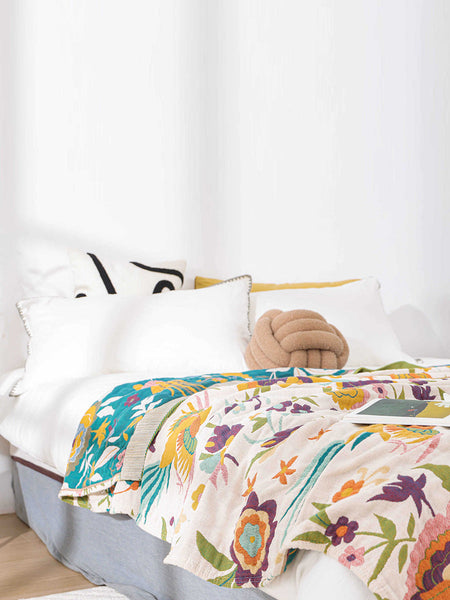 Multi-layer Cotton Flower Jacquard Bedcover Sofa Blanket FD026 BUYKUD