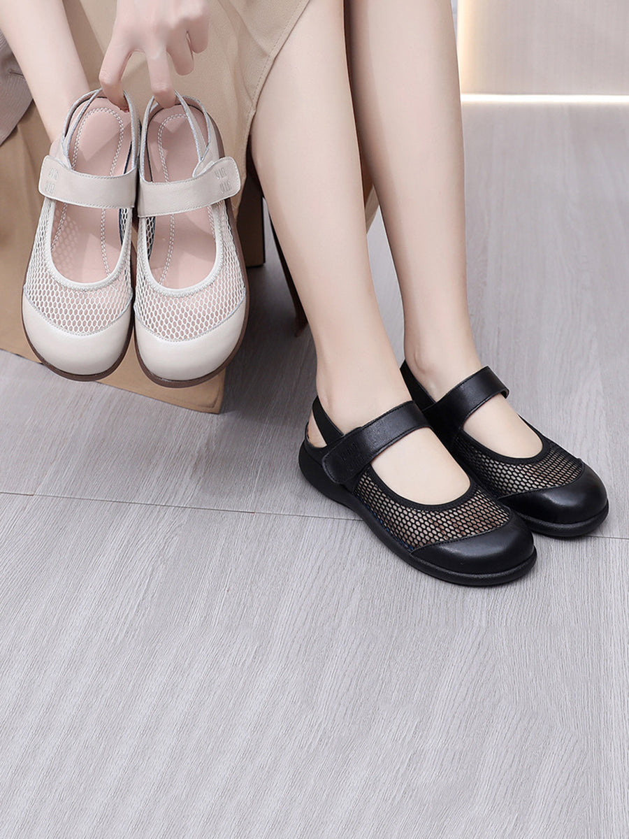 Women Summer Casual Solid Leather Low Heel Sandals AS1057 Ada Fashion