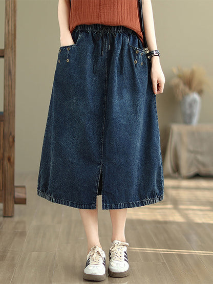 Women Summer Casual Denim Skirt KL1036 Ada Fashion