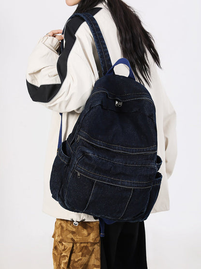 Vintage Denim Spliced Large Capacity Shoulder Bag CV1024 Ada Fashion