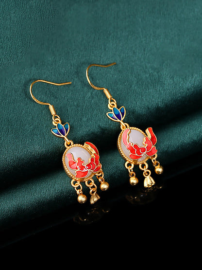 Women Ethnic Jade Cloisonne Enamel Earrings AH1073 BUYKUD