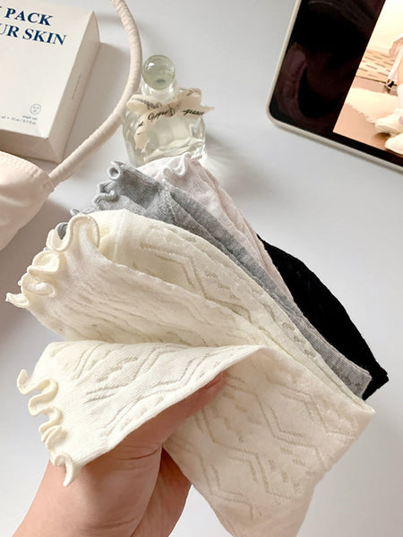 5 Pairs Women Summer Thin Mid-Claf Socks ZZ1007 Ada Fashion