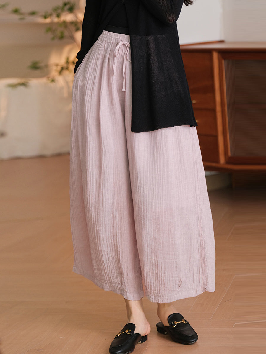 Plus Size Women Casual Solid Summer Linen Harem Pants SC1034 Ada Fashion