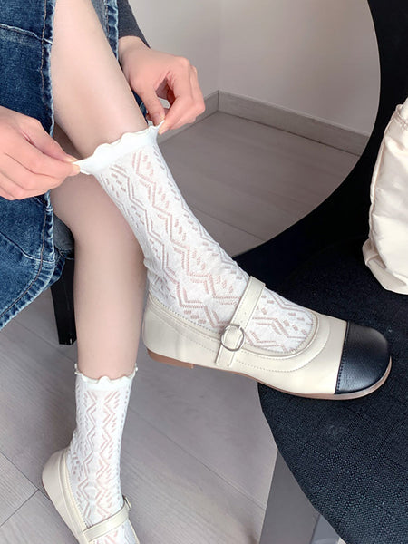 5 Pairs Women Summer Thin Mid-Claf Socks ZZ1007 Ada Fashion