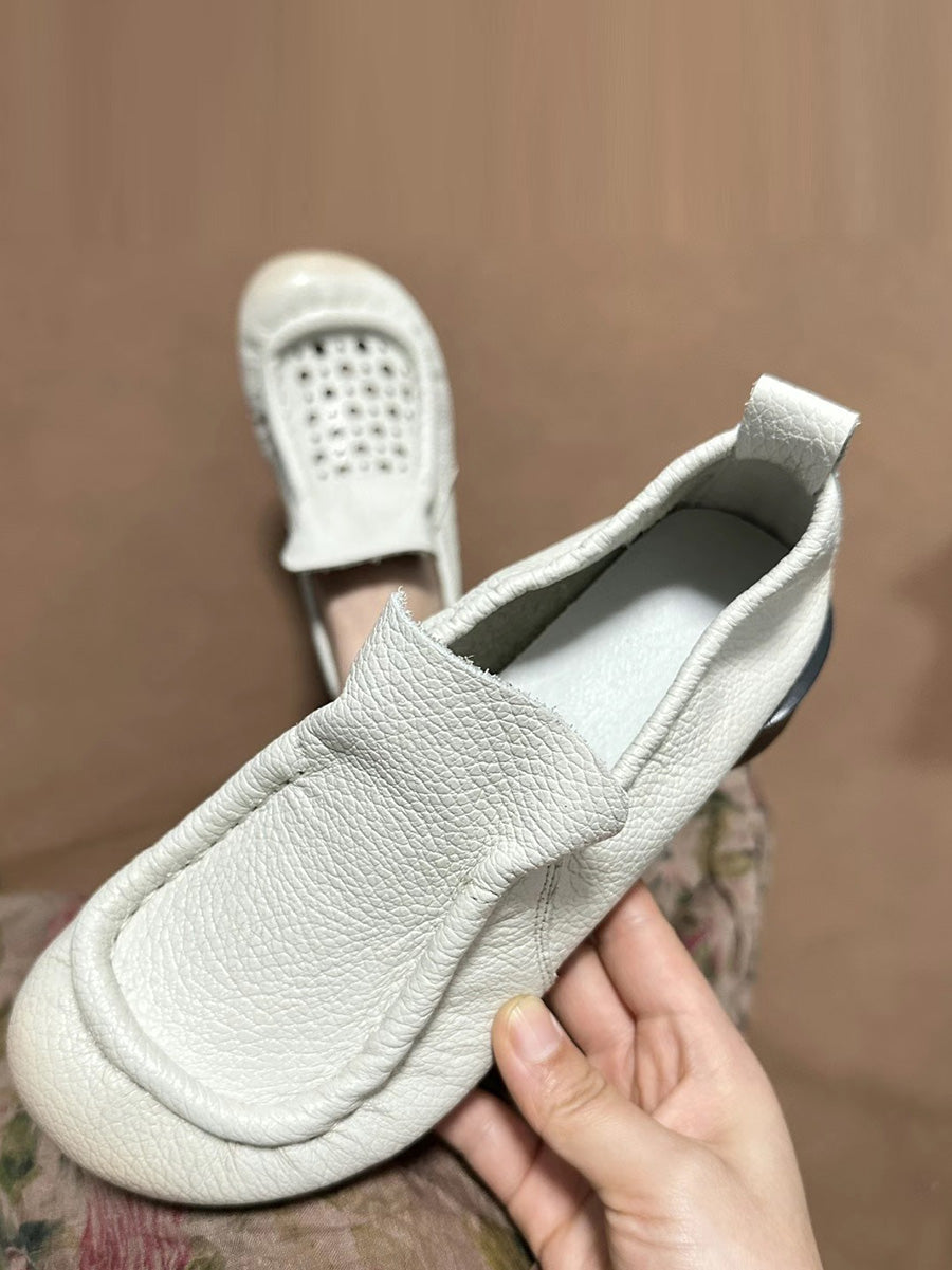 Women Summer Retro Soft Genuine Leather Low Heel Shoes CX013 XRXY