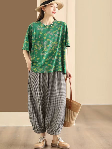 Women Casual Summer Floral Cotton Shirt AA1035 Ada Fashion