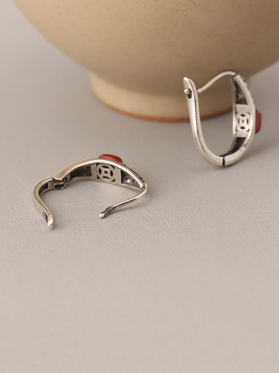 Earrings Cooper-plating Ethnic Silver Women FashionChic