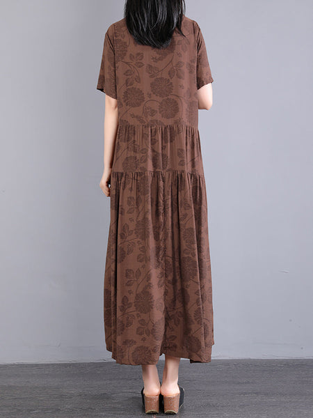 Plus Size Women Summer Artsy Flower Spliced Dress KL1024 Ada Fashion