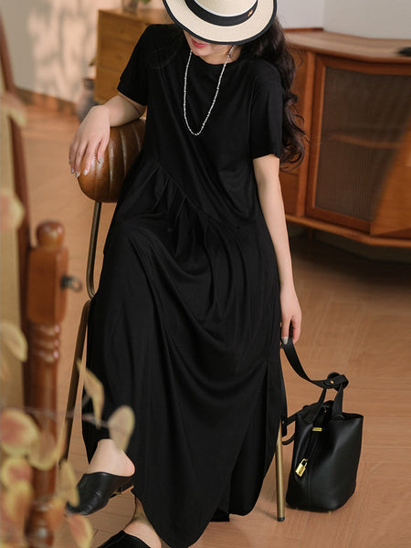 Plus Size Women Summer Solid Casual Cotton Dress PA1012 Ada Fashion