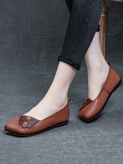 Women Summer Ethnic Colorblock Leahter Soft Flat Shoes KL1025 Ada Fashion