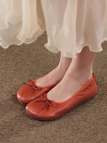 Women Summer Casual Solid Leather Bowknot Shoes FG1002 Ada Fashion