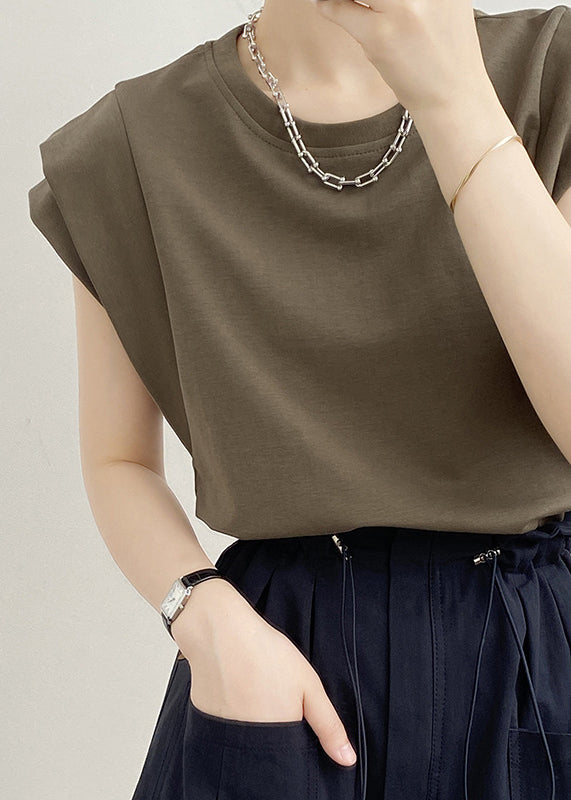 Green Neck T Army Solid O Summer Women Cotton Shirts FashionChic