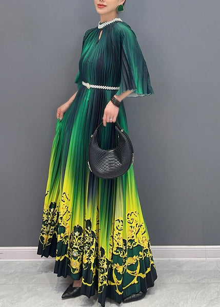 Fashion Gradient Color Green Print Long Dresses Summer AO1036 JDML-SDL240909