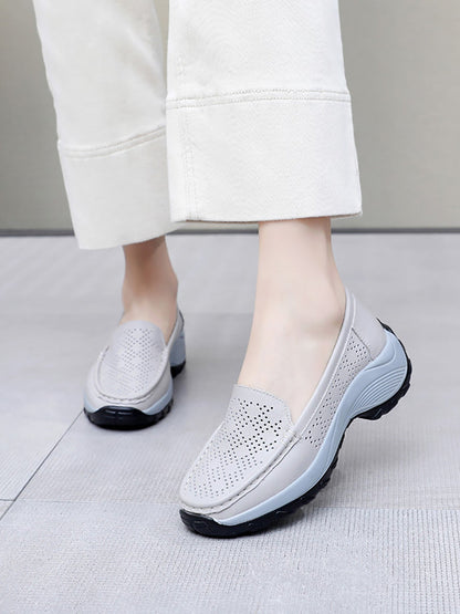 Women Summer Casual Leather Cutout Platform Shoes SC1039 Ada Fashion