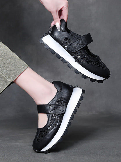 Women Summer Casual Leather Mesh Spliced Platform Shoes UI1028 Ada Fashion