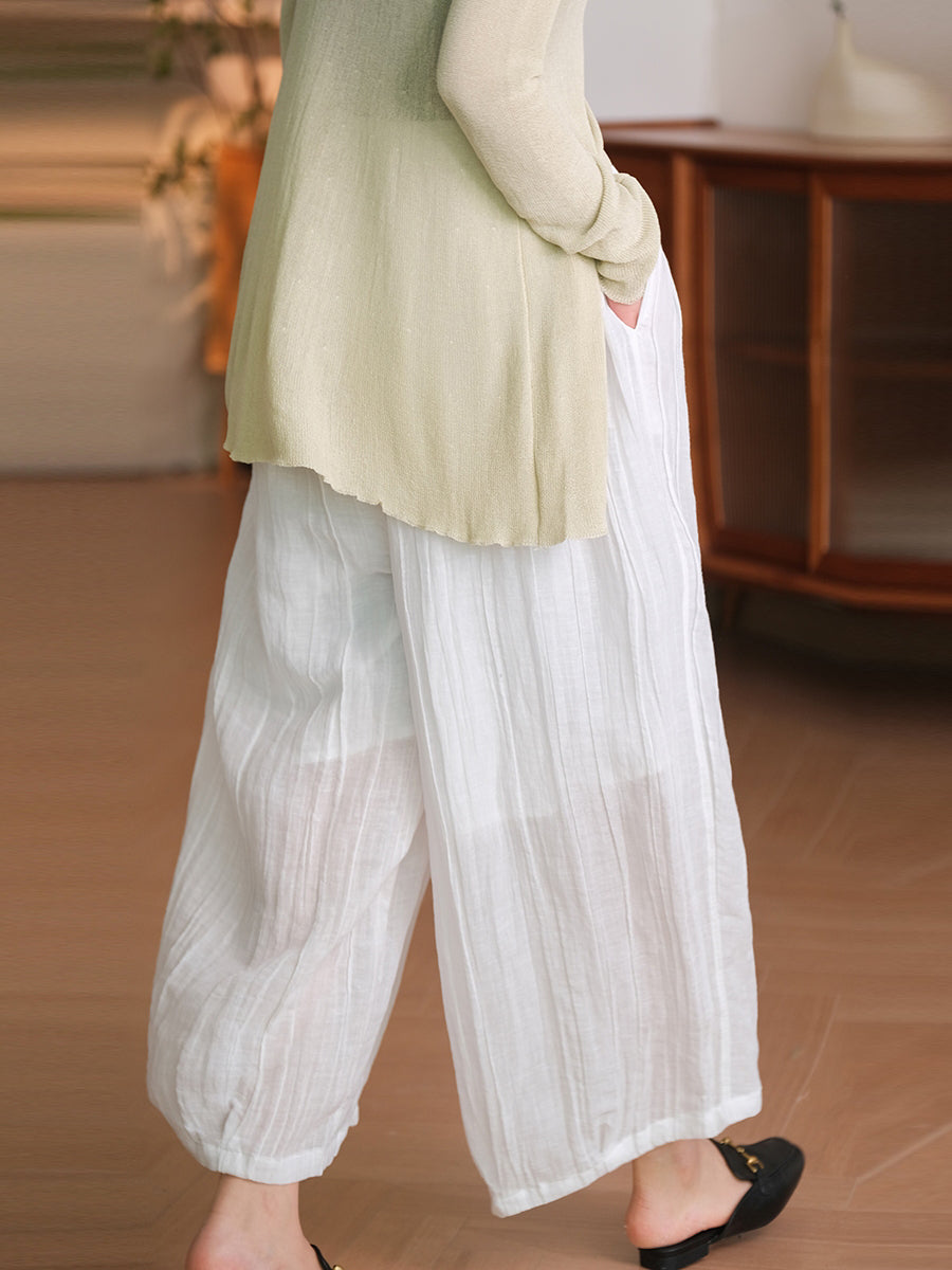 Plus Size Women Casual Solid Summer Linen Harem Pants SC1034 Ada Fashion