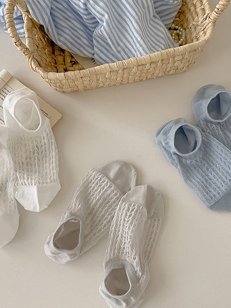 5 Pairs Women Summer Solid Cotton Short Socks RR1008 BUYKUD