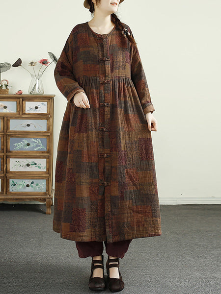 Women Ethnic Flower Button Linen Shirt Coat AI1017 ZMMM