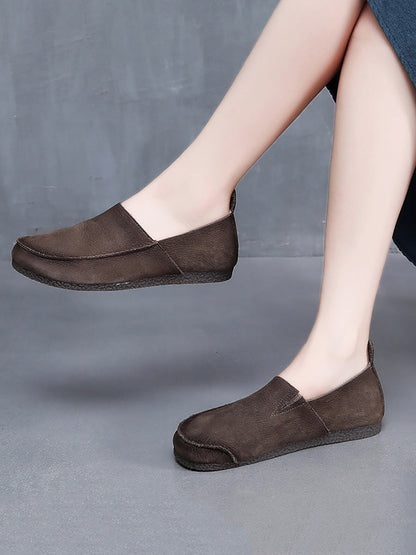 Leather Retro Solid Summer Falt Women Shoes FashionChic