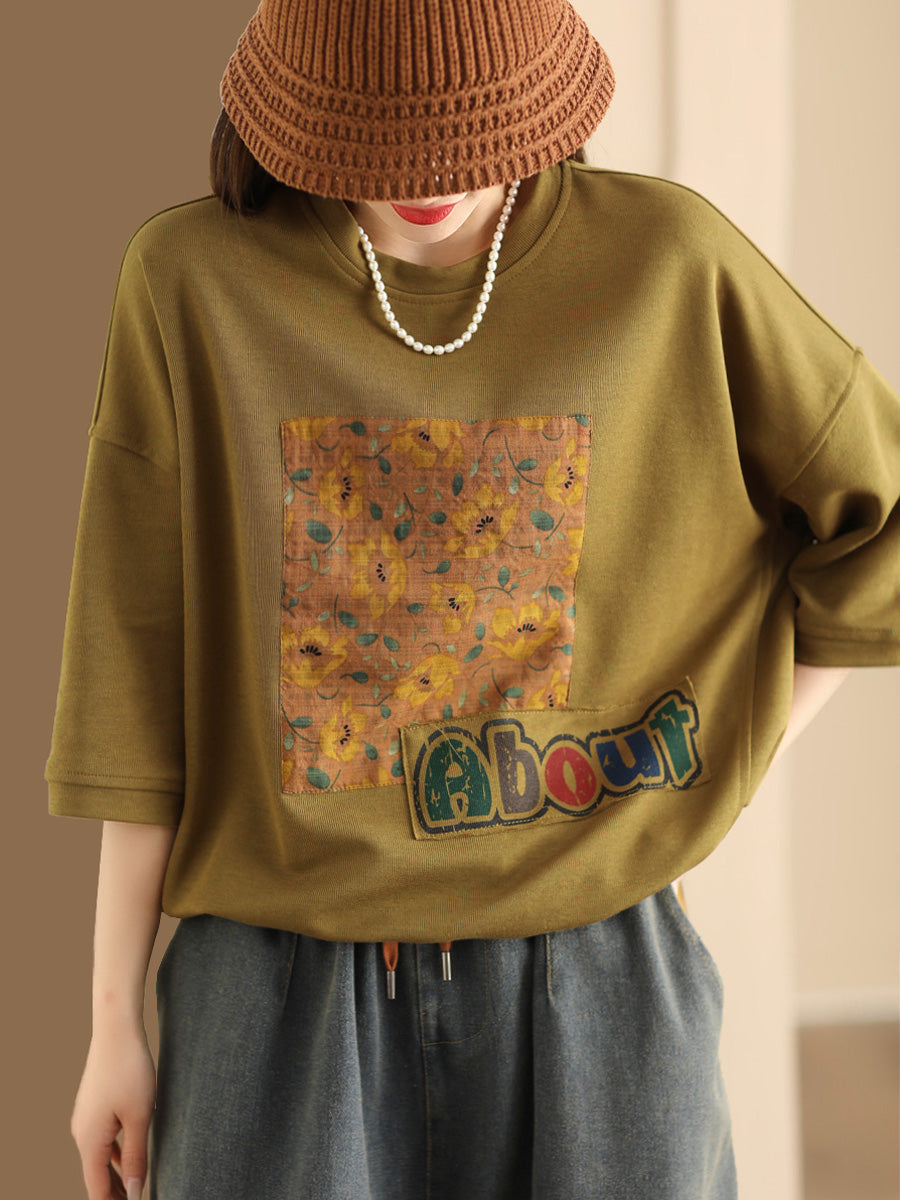 Women Summer Flower Spliced Pullover Shirt CO1012 Ada Fashion