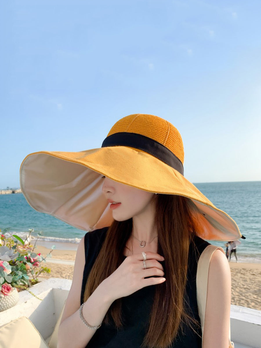 Women Casual Solid Large Brim Sunproof Hat XX1005 Ada Fashion