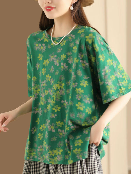 Women Casual Summer Floral Cotton Shirt AA1035 Ada Fashion