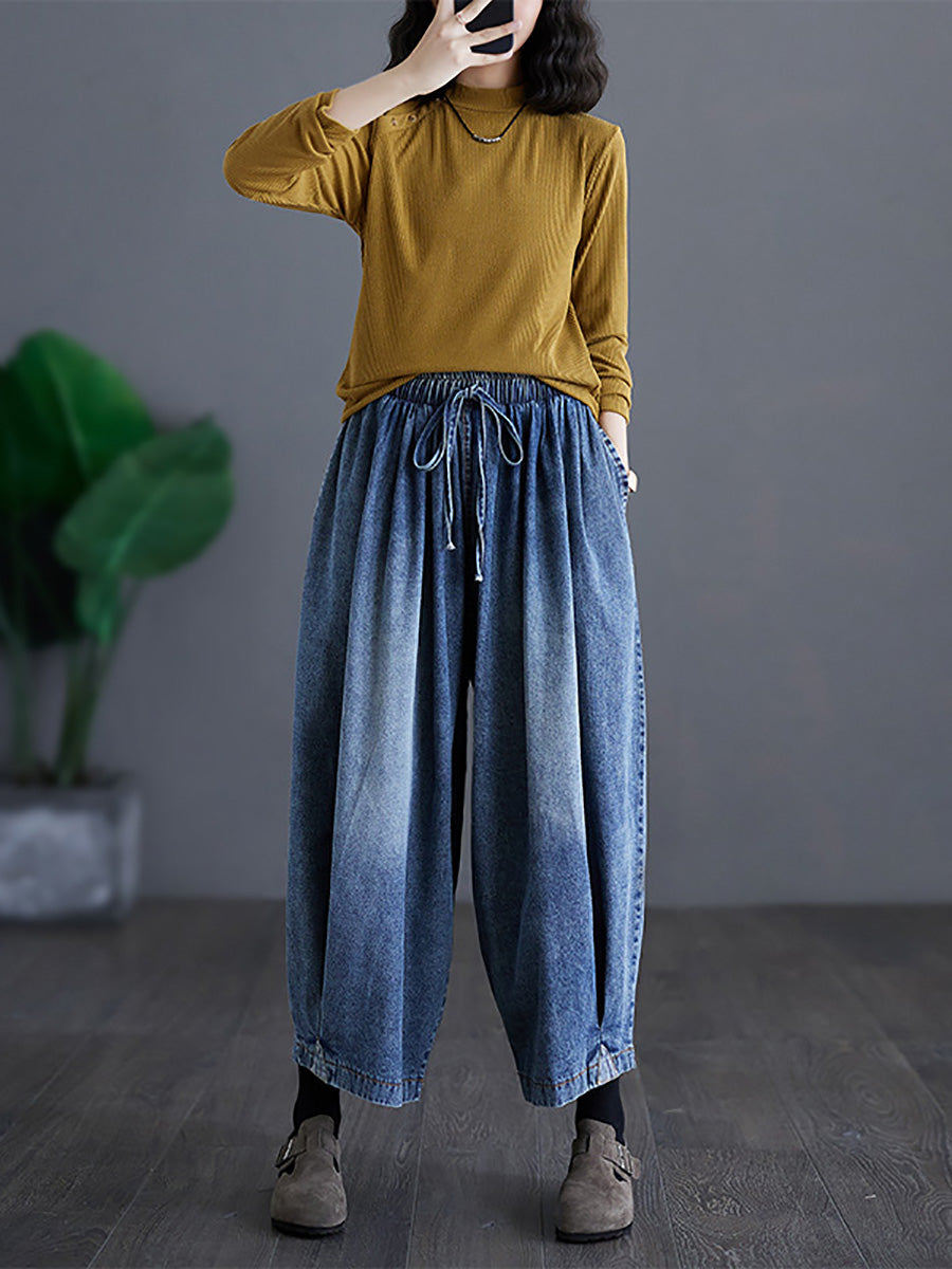 Women Summer Casual Washed Wide-leg Denim Pants CO1020 Ada Fashion