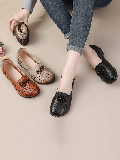 Women Summer Vintage Leather Flower Cutout Shoes FG1026 Ada Fashion