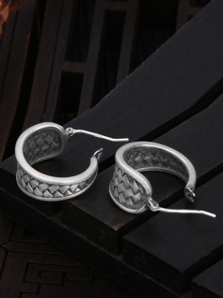 Women Retro S925Sliver Twist Ear Studs AV1019 Genistyle Shop
