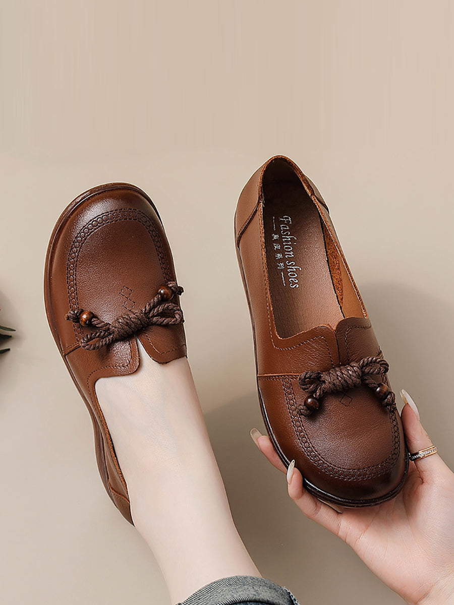 Women Autumn Genuine Leather Solid Platform Shoes AT1037 BUYKUD