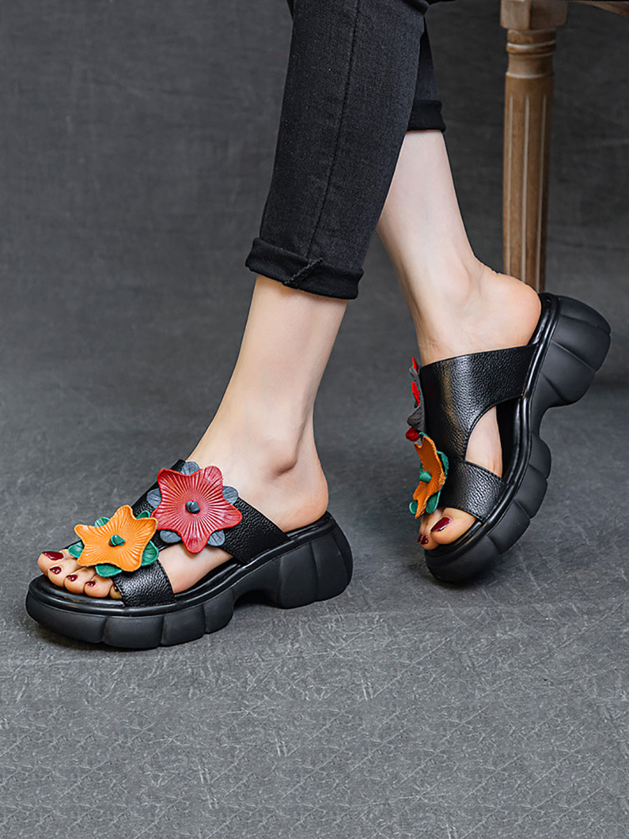 Women Summer Leather Spliced Star Platform Sandal TY1033 Ada Fashion