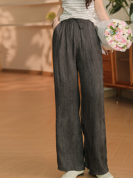Women Summer Casual Solid Straight Linen Pants OP1055 ZMMM