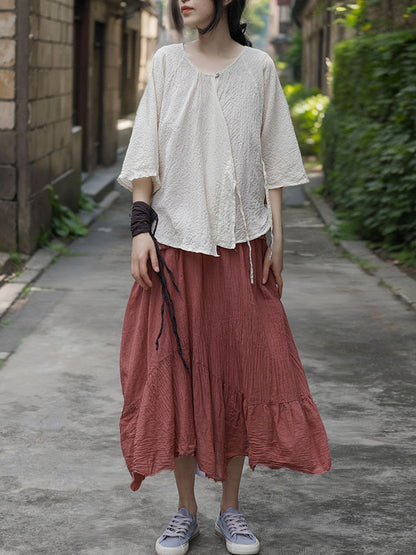 Women Summer Casual Solid Strap Jacquard Shirt FG1040 Ada Fashion