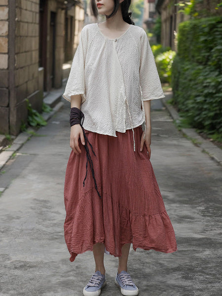 Women Summer Casual Solid Strap Jacquard Shirt FG1040 Ada Fashion