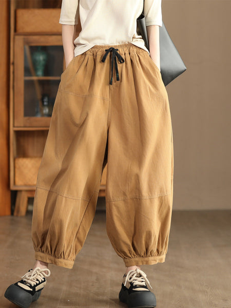 Women Autumn Casual Solid Spliced Cotton Harem Pants AS1022 ZMMM
