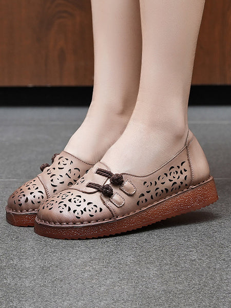 Hollow Women Out Shoes Low Heel Summer Ethnic FashionChic