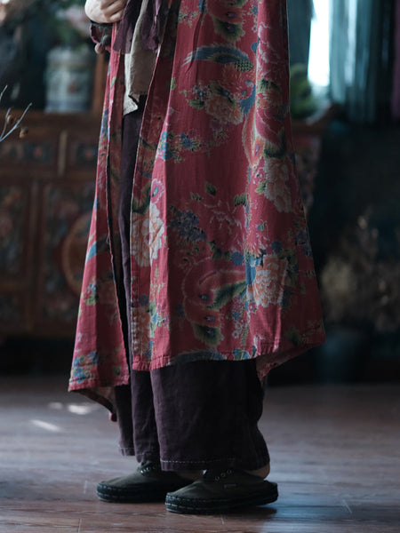 Women Vintage Flower Spring 100%Cotton Shirt Coat KL1013 Ada Fashion