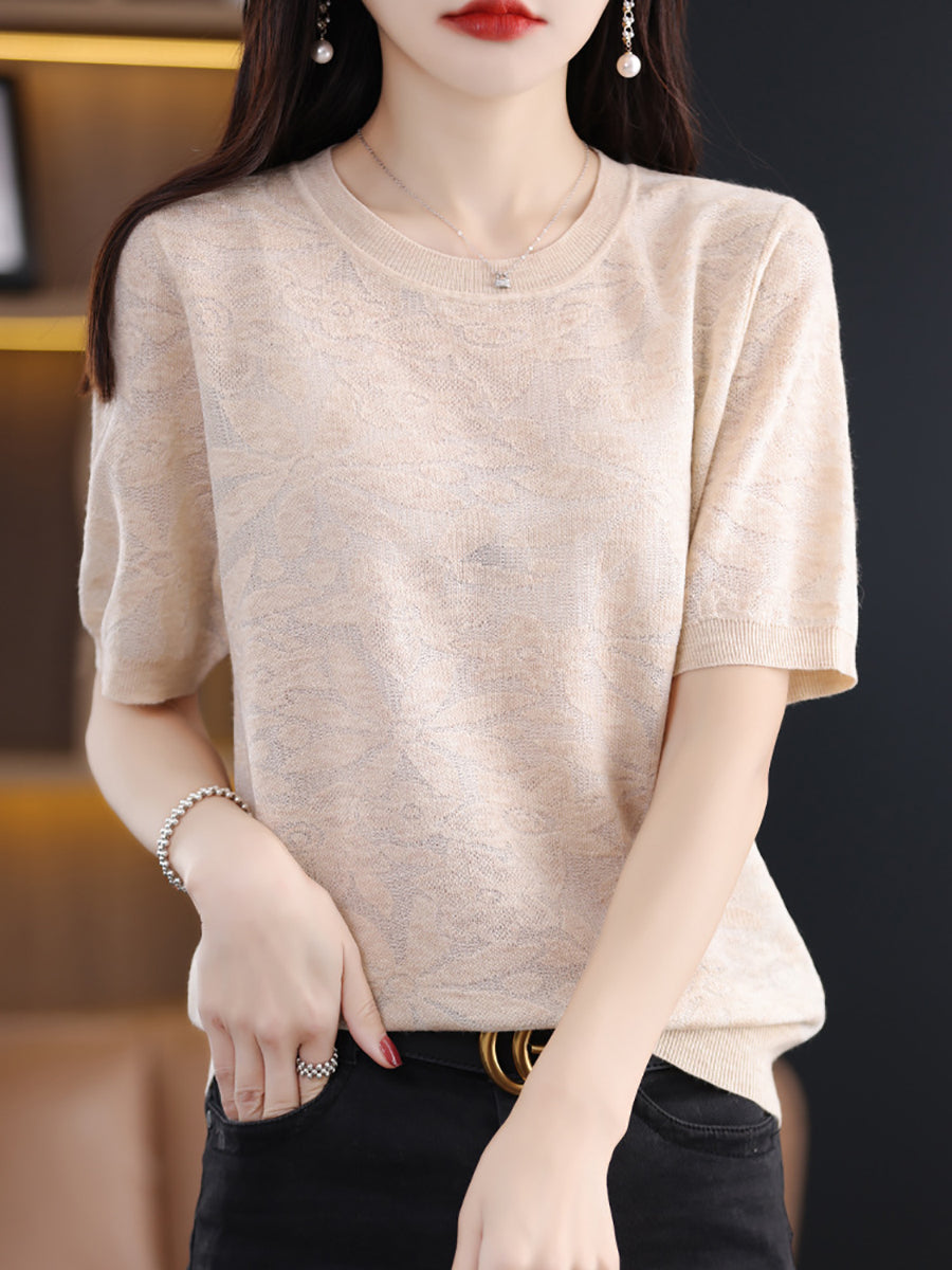 Women Summer Casual Flower Knitted Pullover Shirt WE1019 Ada Fashion